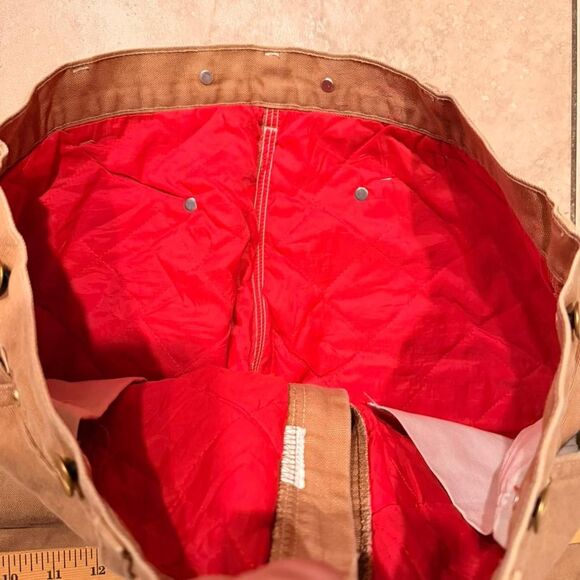 Carhartt Brown Duck Quilt Lined WorkPant 36x30 USA Made B11 Insulated Red Lining - Picture 3 of 8